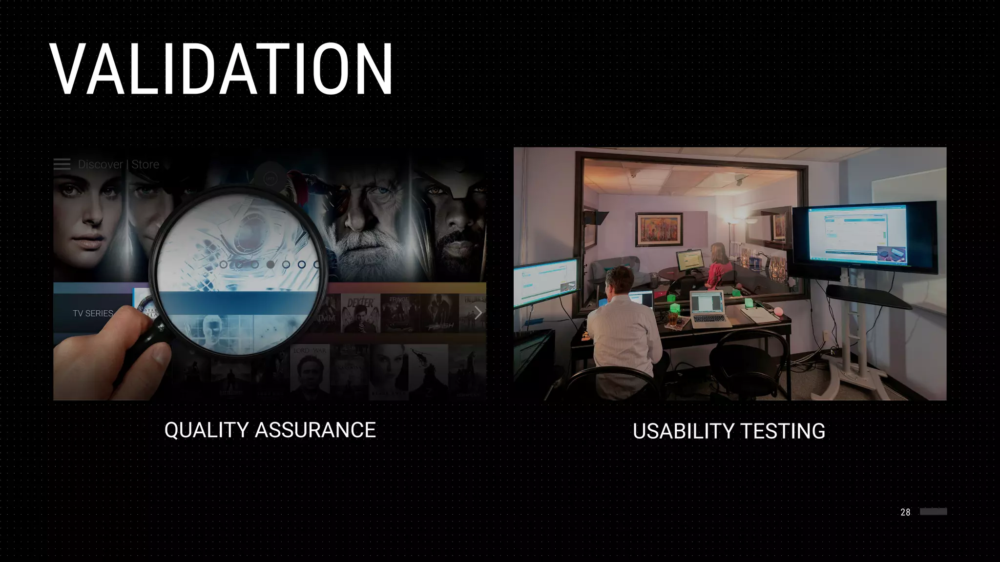 VALIDATION
28
QUALITY ASSURANCE USABILITY TESTING
 