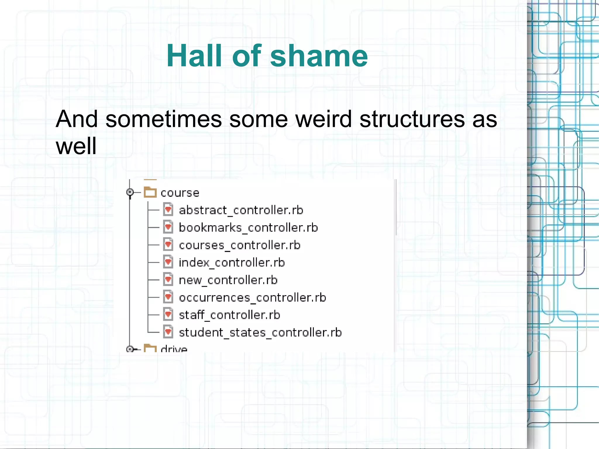 Hall of shame
And sometimes some weird structures as
well
 