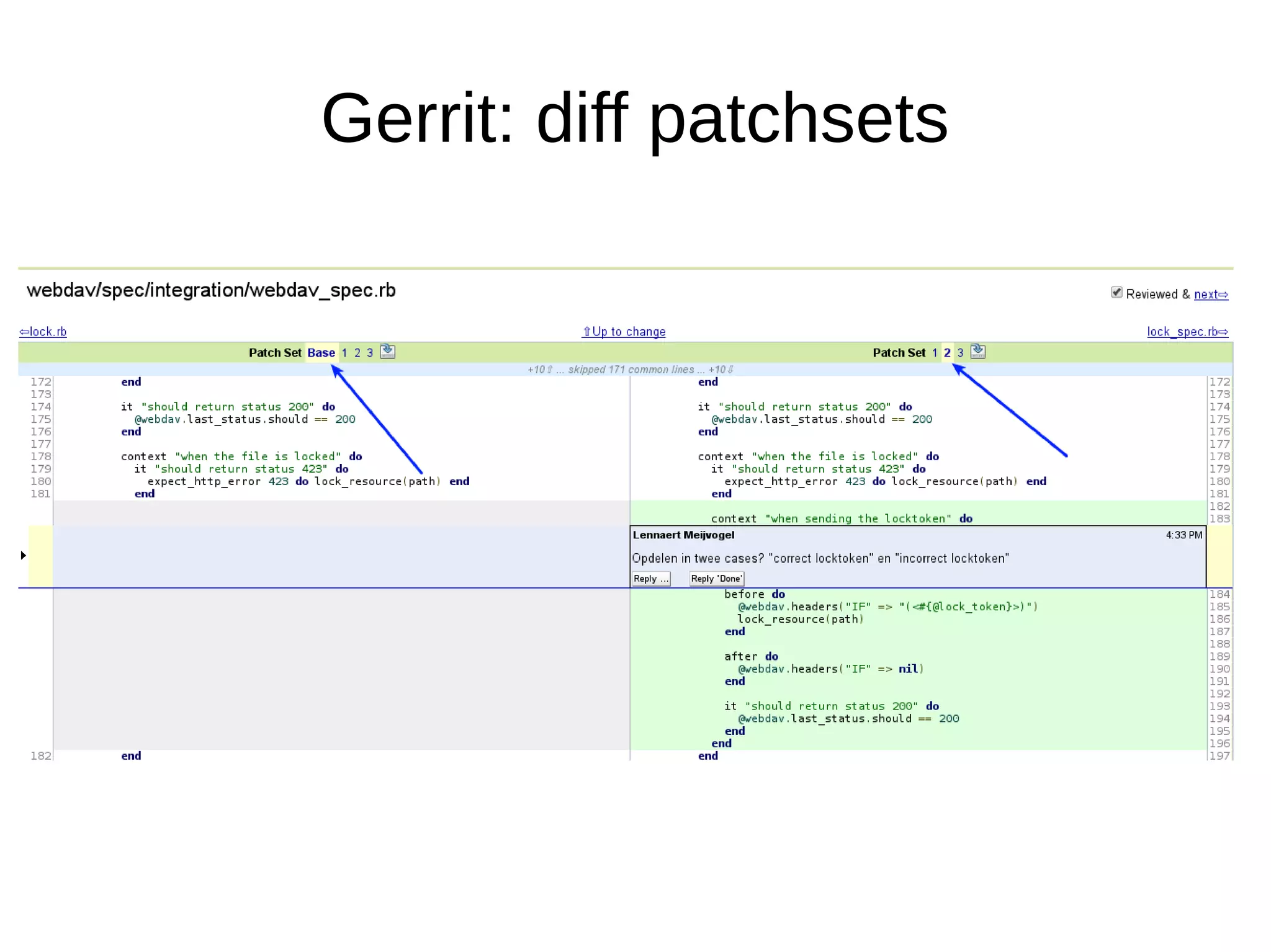 Gerrit: diff patchsets
 