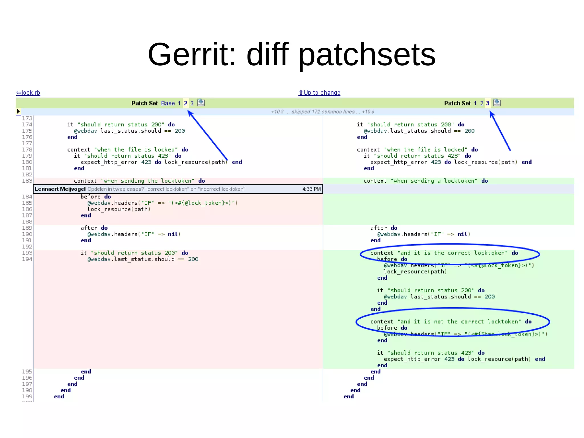 Gerrit: diff patchsets
 