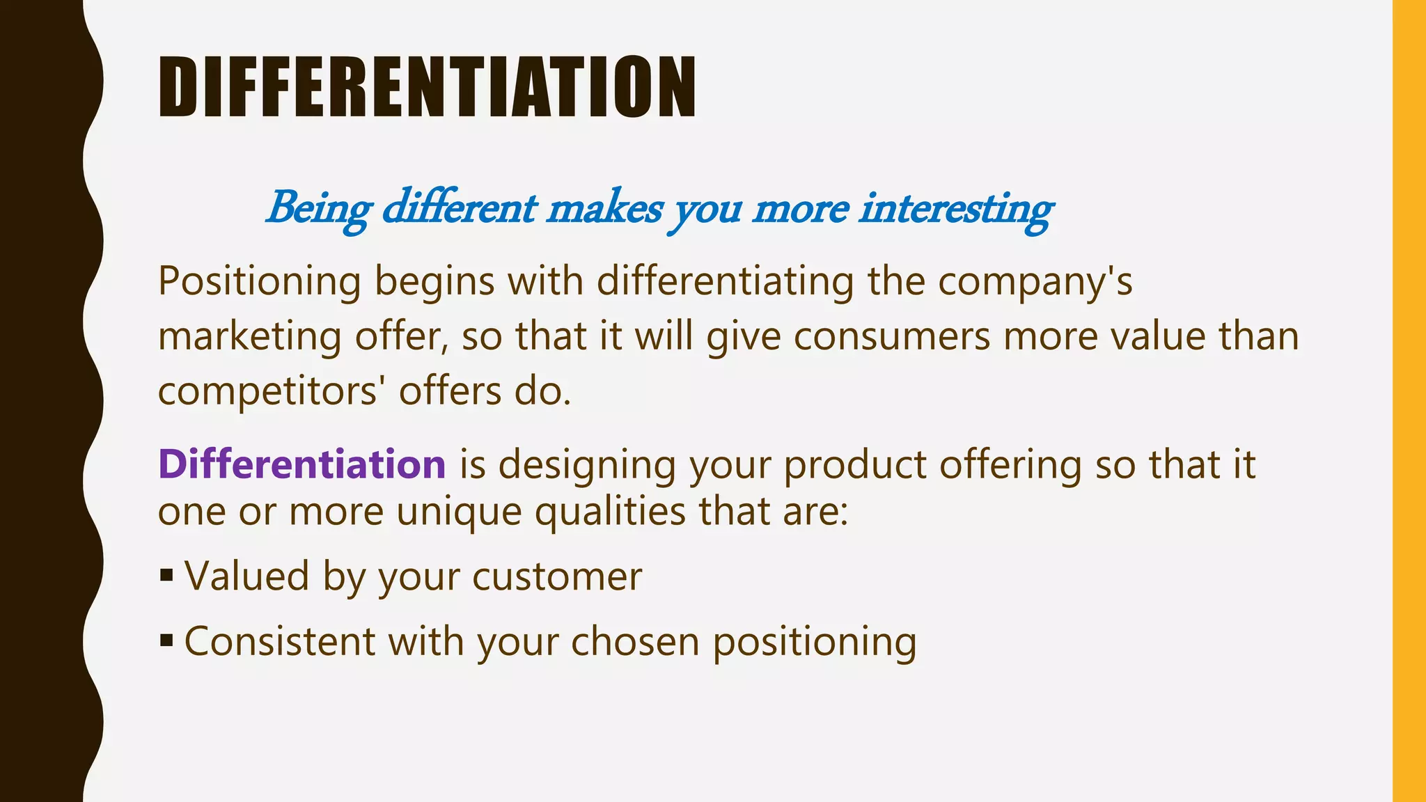 Product differentiation and positioning pptx