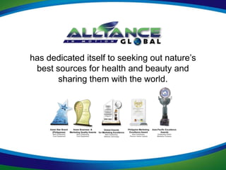 has dedicated itself to seeking out nature’s
 best sources for health and beauty and
       sharing them with the world.
 