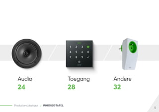 5
Productencatalogus INHOUDSTAFEL
24 28 32
Audio Toegang Andere
 