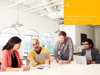 13 de 35
1
Microsoft Dynamics
NAV
3
Paquete de
funcionalidades de
Microsoft Dynamics
NAV 2015
2
Cómo comprar
Microsoft Dynamics
NAV 2015
4
Capacidades del
producto en
Microsoft Dynamics
NAV 2015
5
Recursos de Microsoft
Contenido
El Paquete de inicio El Paquete extendido
4.
Capacidades del producto
en Microsoft Dynamics
NAV 2015
 
