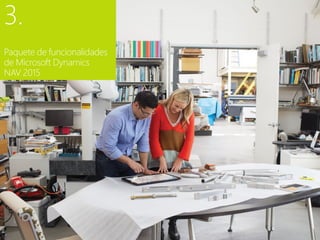 9 de 35
1
Microsoft Dynamics
NAV
3
Paquete de
funcionalidades de
Microsoft Dynamics
NAV 2015
2
Cómo comprar
Microsoft Dynamics
NAV 2015
4
Capacidades del
producto en
Microsoft Dynamics
NAV 2015
5
Recursos de Microsoft
Contenido
El Paquete de inicio El Paquete extendido
3.
Paquete de funcionalidades
de Microsoft Dynamics
NAV 2015
 