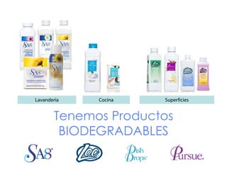 Lavandería
L
d í

Cocina
C i

Superficies
S
fi i

Tenemos Productos
BIODEGRADABLES

 