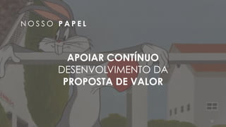 36
N O S S O P A P E L
APOIAR CONTÍNUO
DESENVOLVIMENTO DA 
PROPOSTA DE VALOR
 