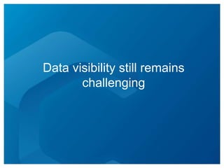 Data visibility still remains
       challenging
 