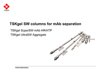TSKgel SW columns for mAb separation
TSKgel SuperSW mAb HR/HTP
TSKgel UltraSW Aggregate

TOSOH BIOSCIENCE

 