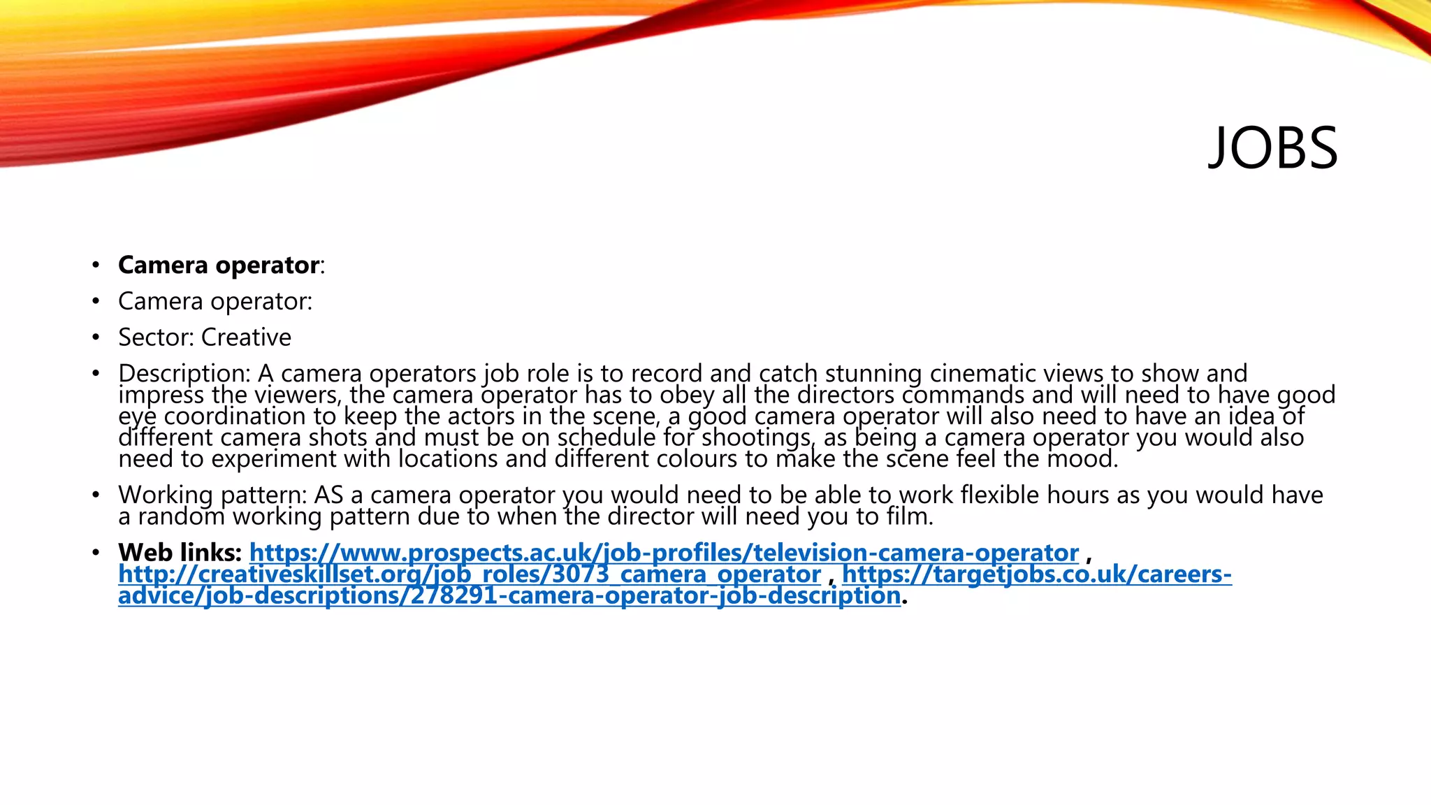 Job roles in the TV and film undustry | PPTX
