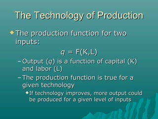 Technology Function Formula Production (MANAGERIAL ECONOMICS) | PPT