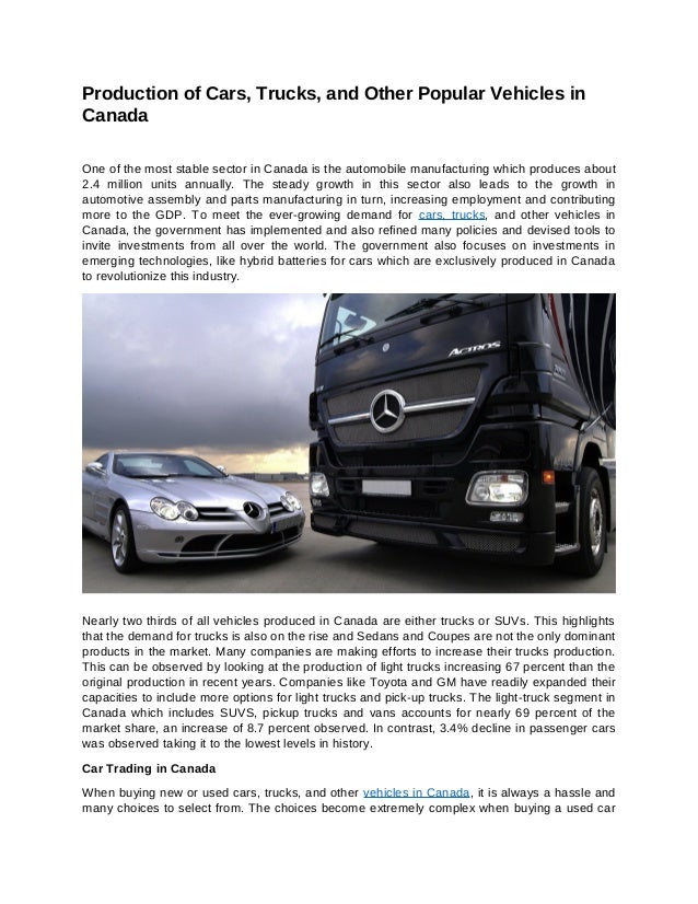 Buying Car From Canada >> Production Of Cars Trucks And Other Popular Vehicles In Canada Buying Car From Canada >> Production Of Cars Trucks And Other Popular Vehicles In Canada