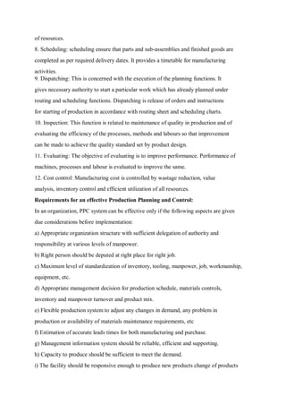 Production Planning and Control in Operations Management | PDF