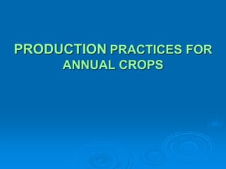 PRODUCTION PRACTICES FOR
ANNUAL CROPS
 