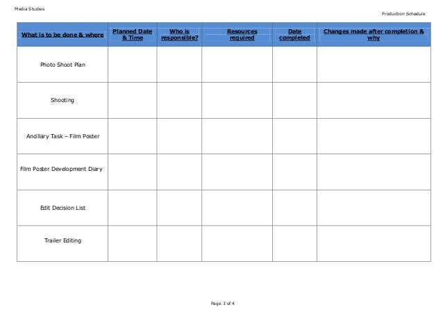 shooting schedule template