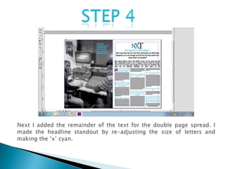 Production screen shots of my double page spread | PPTX