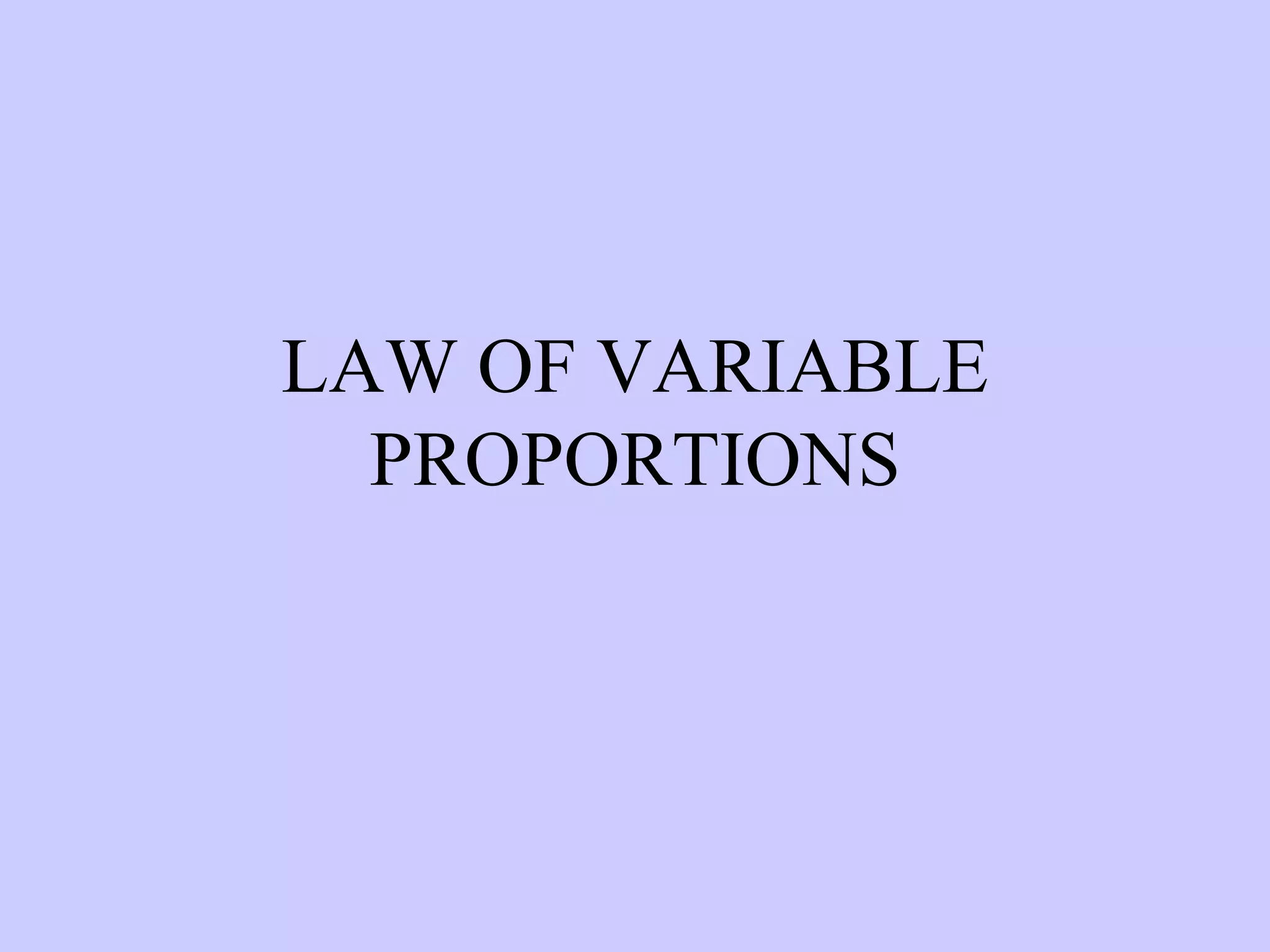 LAW OF VARIABLE PROPORTIONS 