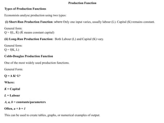 Microeconomics- Production Function and Cost Theory | PPTX