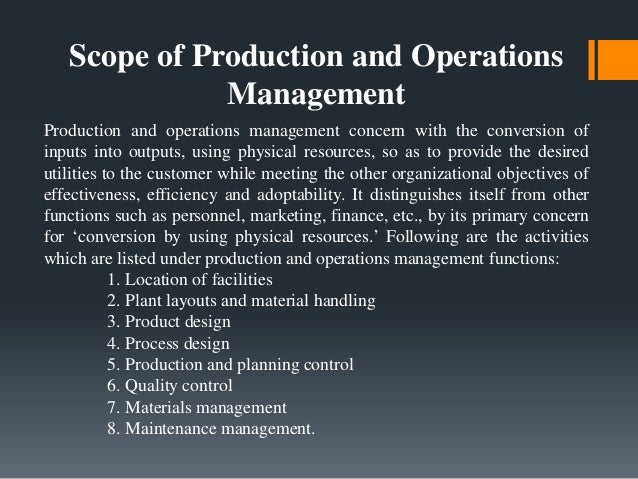 productions operations management