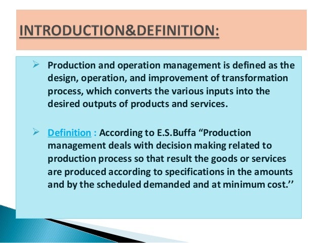 productions operations management