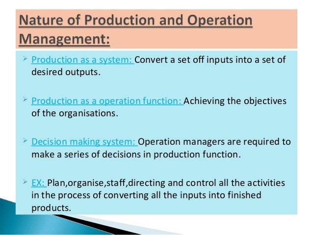 productions operations management