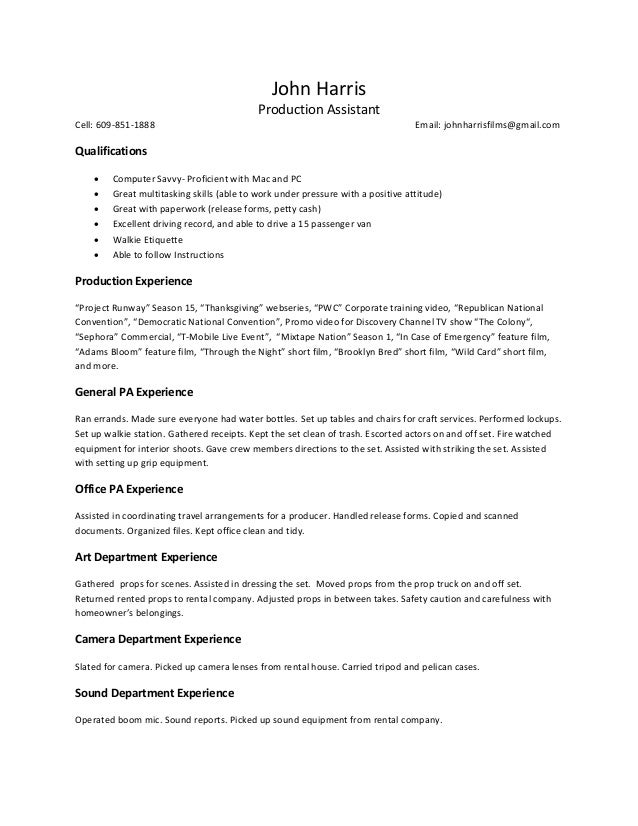 production assistant resume 4 film production assistant resume
