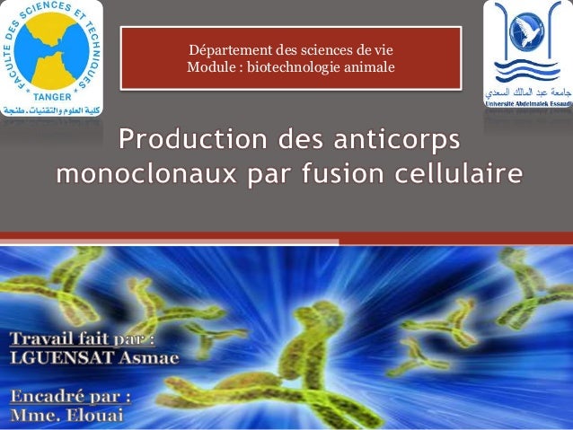 Département des sciences de vie
Module : biotechnologie animale
 
