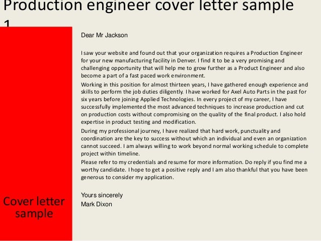 cover letter chemical engineer Production letter cover engineer