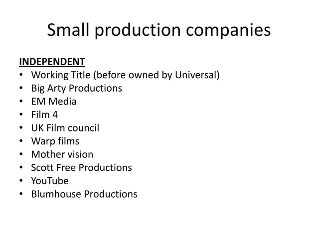 Production film companies | PPT