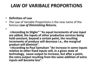 law of variable proportions definition