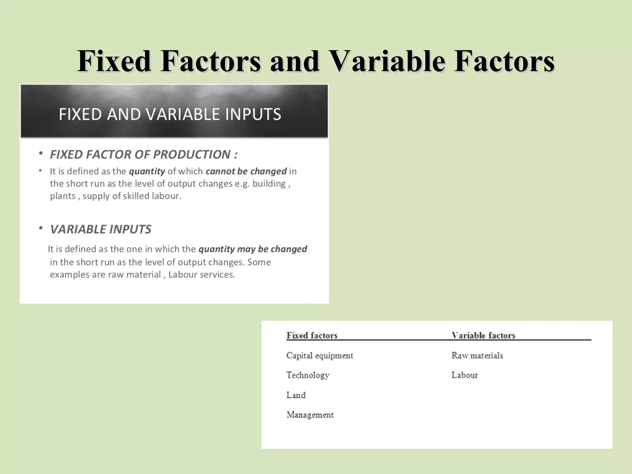 Fixed Factors and Variable FactorsFixed Factors and Variable Factors
 