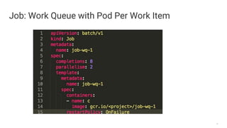 12
Job: Work Queue with Pod Per Work Item
 