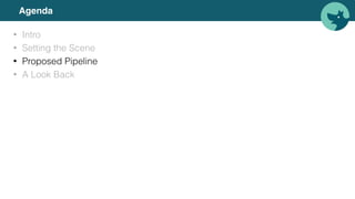 Agenda
• Intro
• Setting the Scene
• Proposed Pipeline
• A Look Back
 