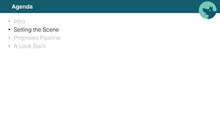 Agenda
• Intro
• Setting the Scene
• Proposed Pipeline
• A Look Back
 