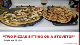 deeplearning4j.org
presentation@
Google, Nov. 17 2014
“TWO PIZZAS SITTING ON A STOVETOP”
 