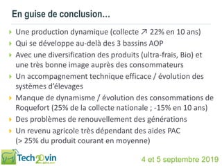 4 et 5 septembre 2019
En guise de conclusion…
 Une production dynamique (collecte ↗ 22% en 10 ans)
 Qui se développe au-...