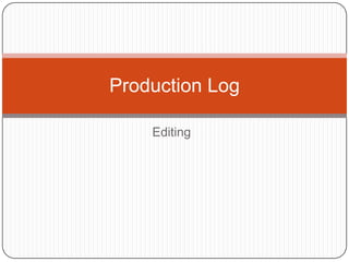 Production Log

    Editing
 