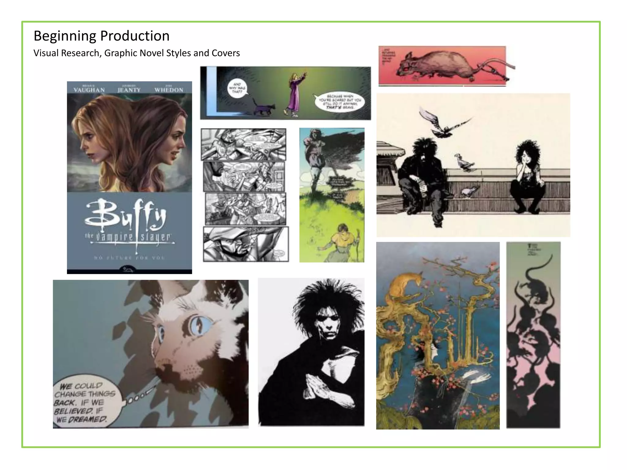 Beginning Production
Visual Research, Graphic Novel Styles and Covers
 