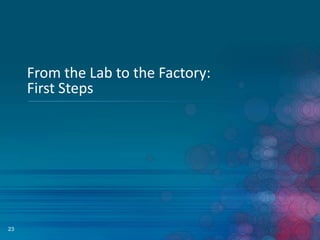 From the Lab to the Factory:
First Steps

23

 