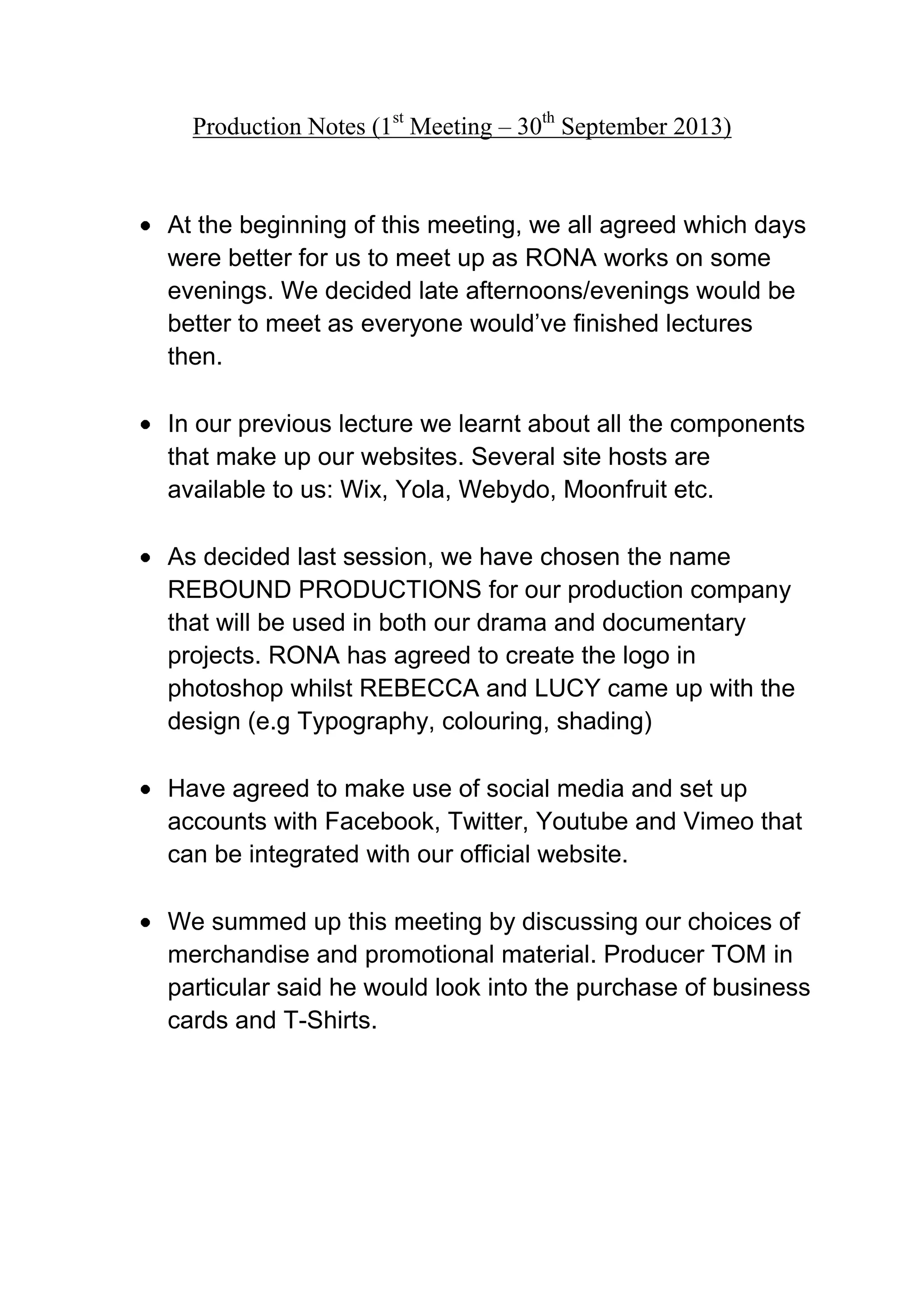 Rebound Production Notes 1 | PDF