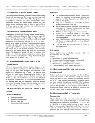 Production of banana alcohol and utilization of banana residue | PDF