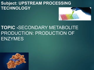 Subject: UPSTREAM PROCESSING
TECHNOLOGY
TOPIC -SECONDARY METABOLITE
PRODUCTION: PRODUCTION OF
ENZYMES
 