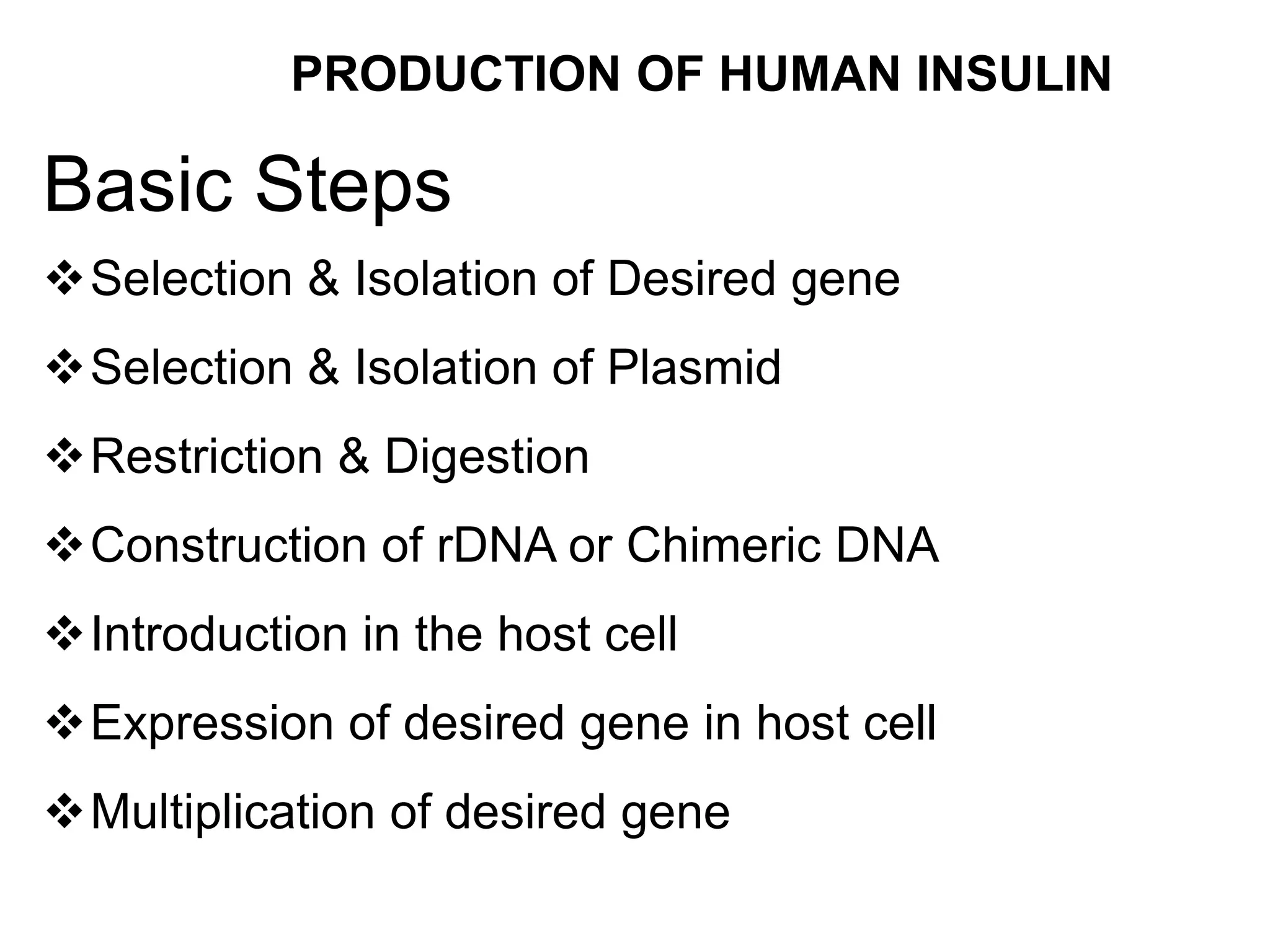 Production of human health care products insulin | PPT