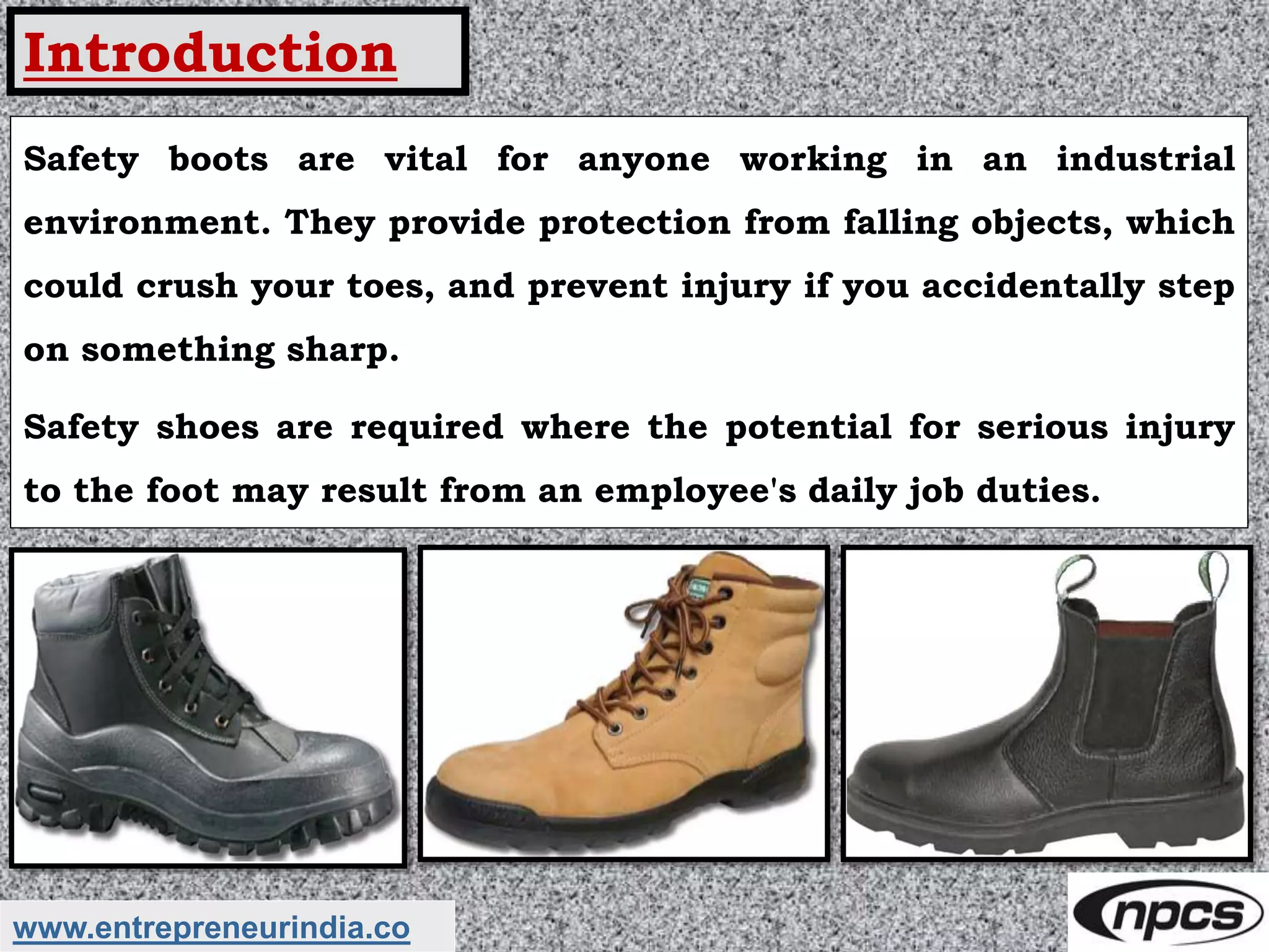 Production of Industrial Safety Leather Shoes. Safety Shoes Manufacturing  Project. Safety Footwear Production Plant. | PPTX