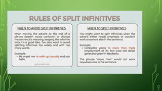 PRODUCTION OF INFINITIVES AND SPLIT INFINITIVES.pptx