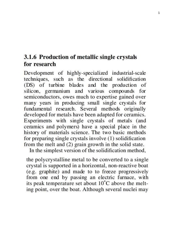 PRODUCTION OF METALLIC SINGLE CRYSTALS AND DS OF SUPER ALLOYS.docx