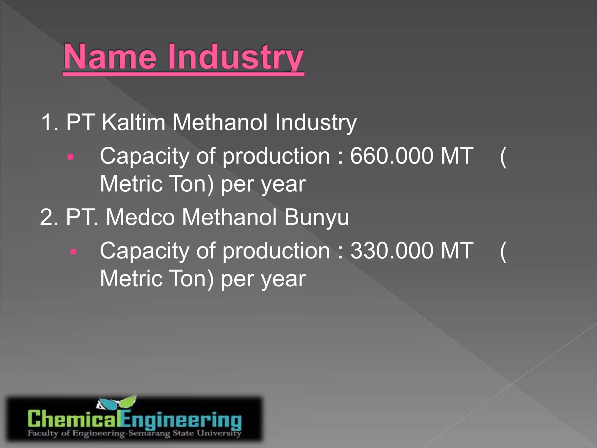 Production of methanol from coal | PPTX