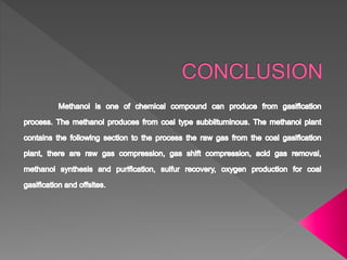 Production of methanol from coal | PPTX