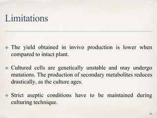 Production of secondary metabolite