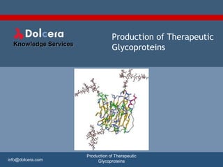 Production of Therapeutic
  Knowledge Services
                                   Glycoproteins




                       Production of Therapeutic
info@dolcera.com            Glycoproteins
 